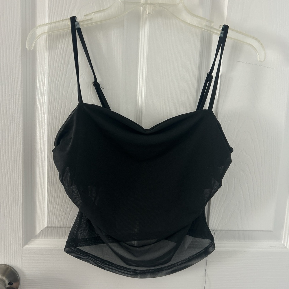 SHEIN Black Mesh Crop Top